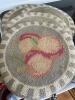 Handmade Hooked Wool Chair Pads, Floral and Fruit Motif, Set of Four