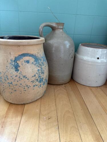 Stoneware Crocks and Jug in Rustic Style