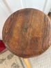 Antique Wooden Stool with Turned Legs and Iron Stretcher - 3