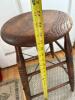 Antique Wooden Stool with Turned Legs and Iron Stretcher - 4