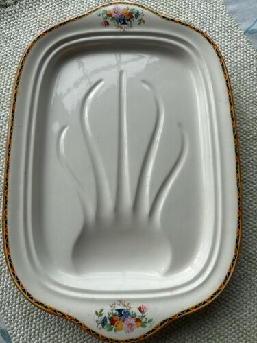 12" Crown Ducal Ware England Floral-Decorated Ceramic Meat Platter