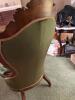 Antique 1880s Victorian Green Tufted Velvet Armchair with Carved Wood Accents - 7