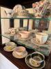 Wall-Mounted Pediment-Top China Display Cabinet with Teacups - 3