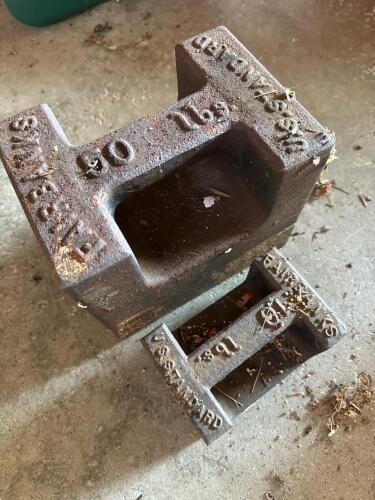 Fairbanks Cast Iron Calibration Weights, Industrial Style - 50 and 10 pounds