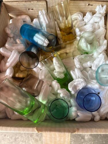 Assorted Colored Glass Miniature Goblets and Tumblers