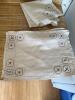 Embroidered Linens With Floral Motif and Glass Platter - 4