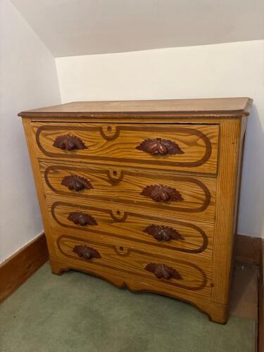 Antique Victorian Faux-Grain Painted Cottage Pine Chest