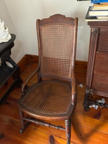 Victorian-Style Cane Seat Rocking Chair