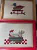 Framed Cross Stitch Embroideries and Linen Tea Towels - 2