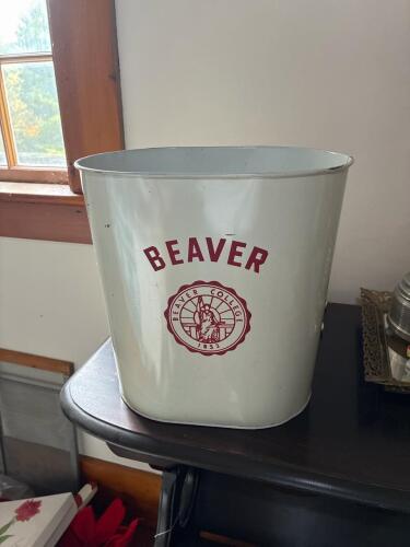 Beaver College Metal Wastebasket