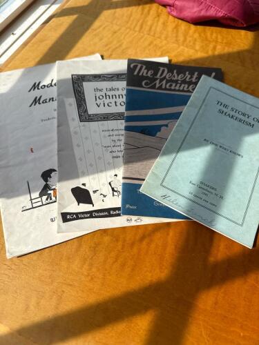 Vintage Booklets: Modern Manners, Johnny Victor, Desert of Maine, Shakerism