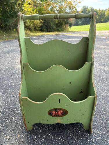 Painted Wood Letter Rack with Scalloped Sides