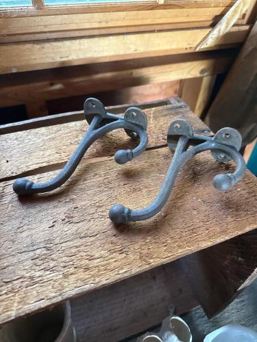 Pair of Cast Iron Wall Hooks in Victorian Style