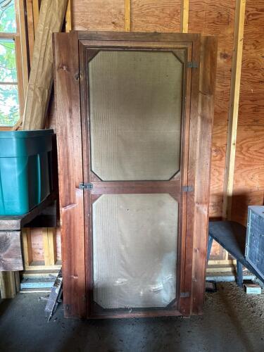 Wood Pie Safe Cabinet with Screen Panel Door with Contents