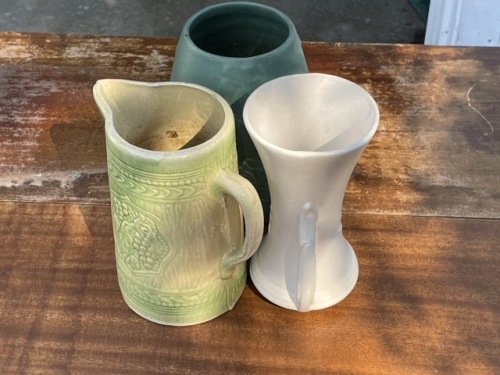 Art Pottery Vases and Pitcher, With McCoy Vase