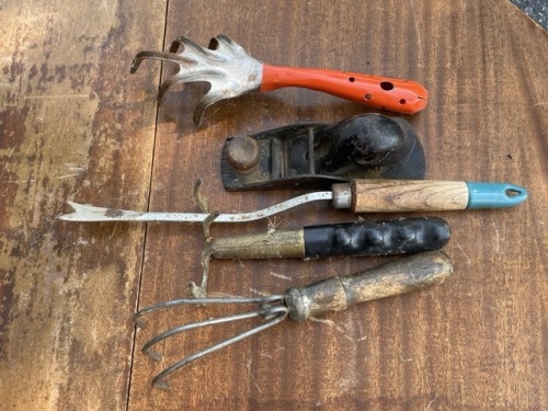 Vintage Garden Hand Tools and Small Wood Plane