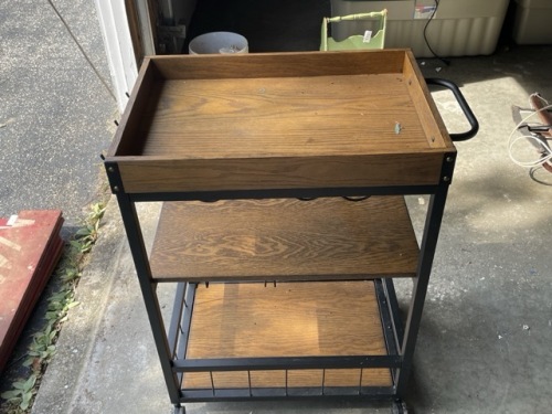 Rolling Bar Cart With Wood Shelves and Metal Frame
