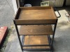 Rolling Bar Cart With Wood Shelves and Metal Frame