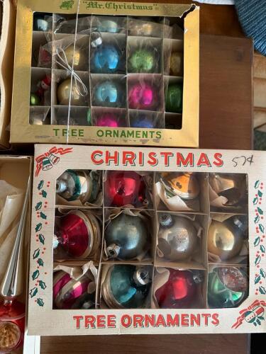 Multiple Boxes of Vintage Glass Ornaments