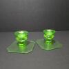 Pair of Uranium Glass Candlesticks in Art Deco Style - 2