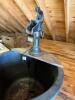 Wooden Barrel Garden Fountain with Cast Iron Hand Pump - 2