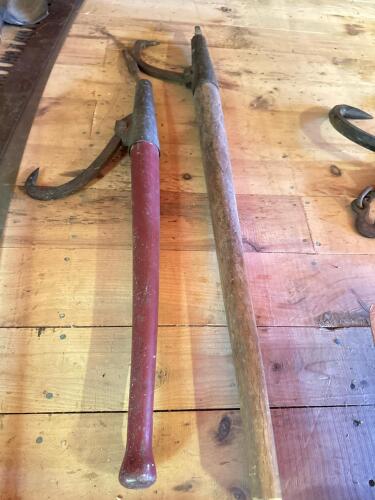 Pair of Vintage Cant Hooks with Wood Handles