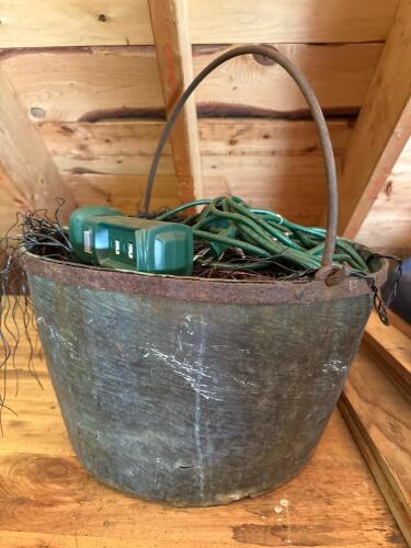 Large Vintage Metal Bucket with Handle
