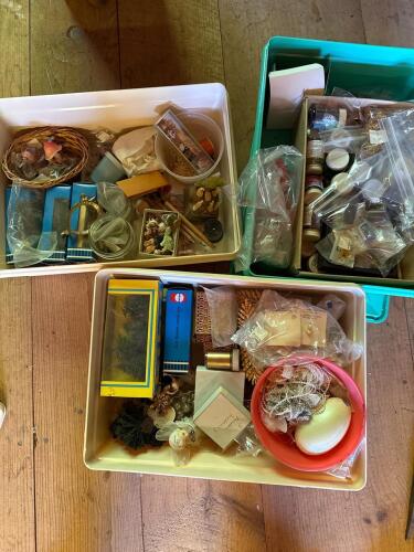 Assorted Miniature Figurines and Craft Materials