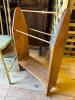Antique Spindle-Back Chair and Wooden Quilt Rack - 2