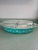 Pyrex Snowflake Blue Divided Casserole Dish With Lid