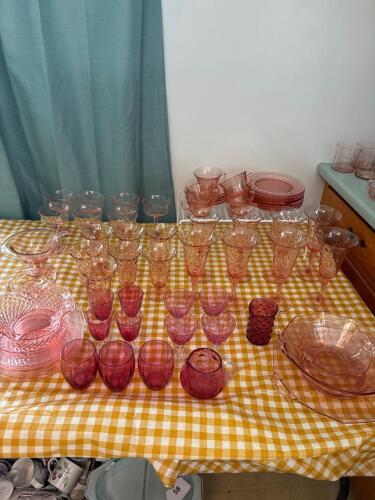 Assorted Pink Depression Glassware