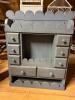 Antique Blue Painted Cabinet with Drawers & Wood Plate Rack - 2