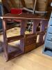 Antique Blue Painted Cabinet with Drawers & Wood Plate Rack - 3