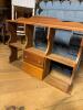 Antique Blue Painted Cabinet with Drawers & Wood Plate Rack - 8
