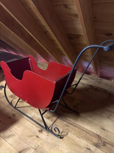 Antique Red Wood and Iron Sled