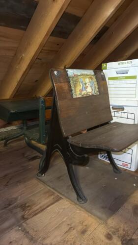 Antique School Desks with Cast Iron Bases