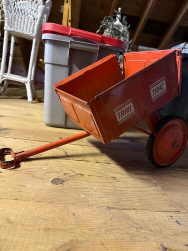 Vintage Trail Trac Red Metal Toy Wagon Trailer