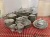 Porcelain Dinnerware Set With Floral and Gilt Rim