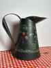 Metal Pitcher With Hand Painted Goose and Floral Motif - 2