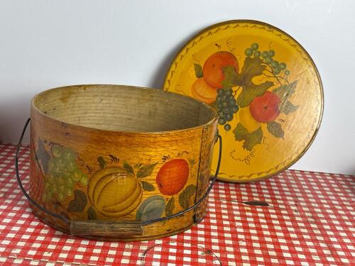 Folk Art-Style Painted Wood Pantry Box with Handle