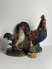Rooster and Chicken Figurines in Country-Style Motif