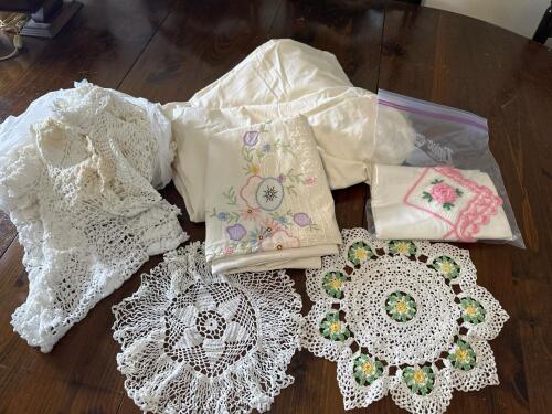 Assorted Vintage Crochet and Embroidered Linens