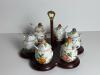 Lenox Porcelain Jam Jars With Spoons on Wooden Stand - 4
