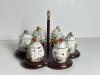 Lenox Porcelain Jam Jars With Spoons on Wooden Stand - 6