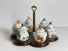 Lenox Porcelain Jam Jars With Spoons on Wooden Stand - 7