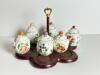 Lenox Porcelain Jam Jars With Spoons on Wooden Stand - 9