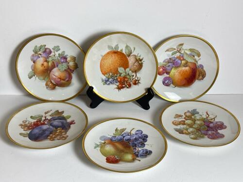 7.5" Porcelain Plates With Fruit Motif and Gold Rim