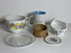 Assorted Milk Glass Basket With Embossed Fruit, Painted Flowers and Bowl - 2