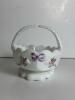 Assorted Milk Glass Basket With Embossed Fruit, Painted Flowers and Bowl - 6