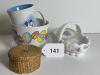 Assorted Milk Glass Basket With Embossed Fruit, Painted Flowers and Bowl - 7